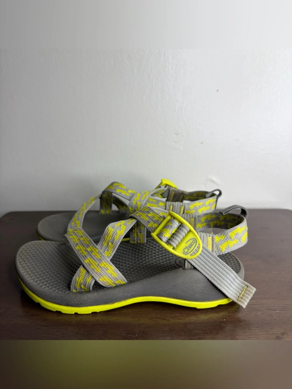 Chaco Z/1 EcoTread Gray & Neon Yellow Sandals 2 Kids